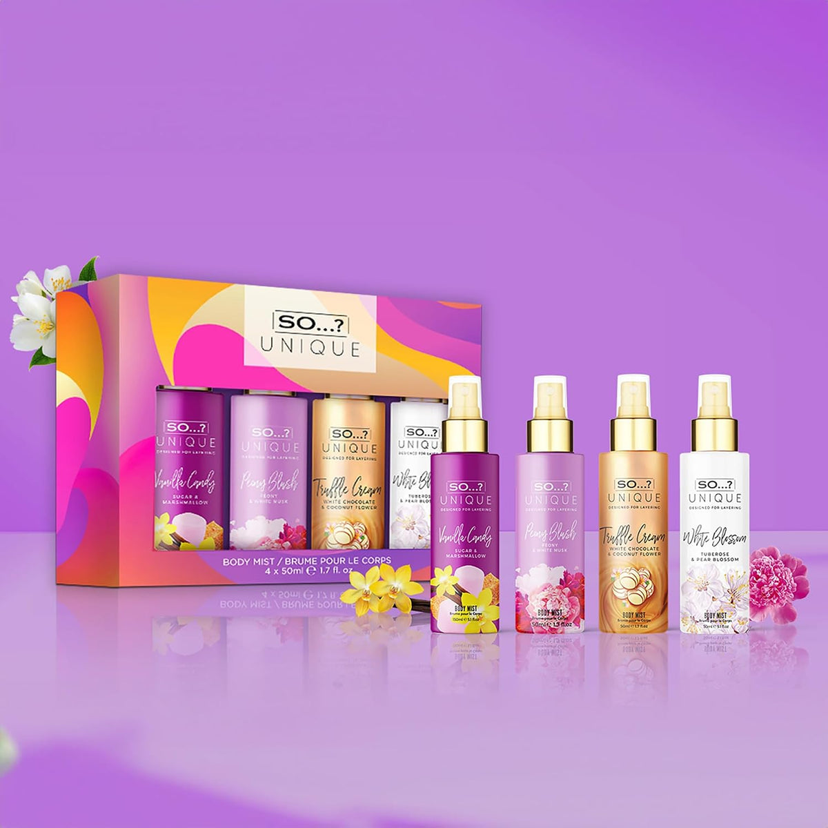 So…? Unique Body Mist Set - Perfumes for Women - Body Spray for Women - Vegan, Cruelty Free - Travel Size Gift Set - 650 to 1000 Sprays - 4 pcs