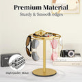 LSK Metal Sunglasses Organizer, Glasses Holder Stand with Storgae Tray, Eyeglasses Holder with Anti-Slip Pads for Tabletop, Desk, Dresser, Gold