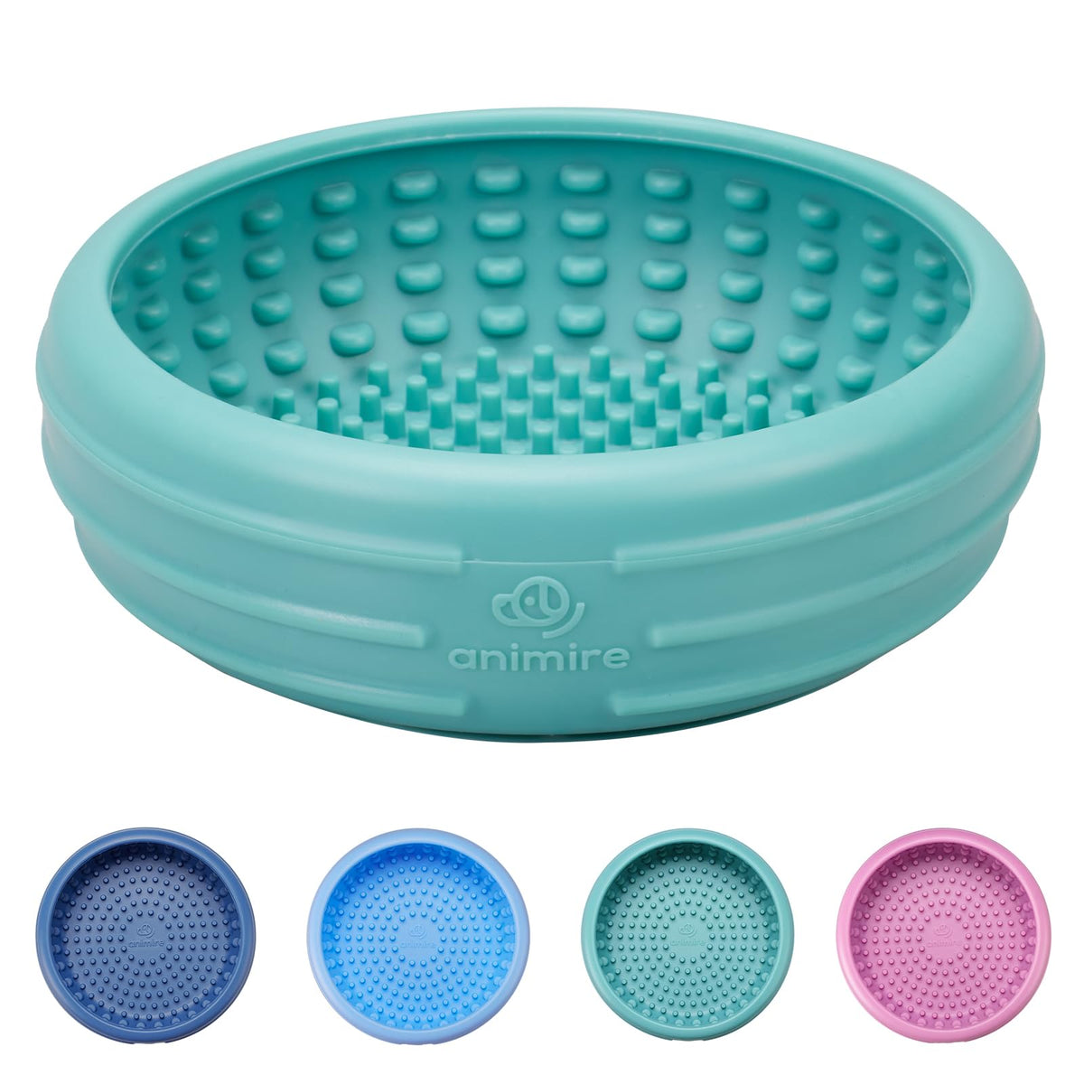 Dog Lick Bowl, Animire Freeze Lick Mat for Dogs, Non-Slip Slow Feeder Licking Bowl Enrichment Treat for Distraction Anxiety Relief, Food Grade Silicone, Dishwasher Safe(Dark Blue,S)