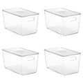 Vtopmart 6 Pack Clear Stackable Storage Bins with Lids, Large Plastic Containers with Handle for Pantry Organizer and Storage,Perfect for Bathroom,Cabinet,Kitchen,Fridge,Closet Organization