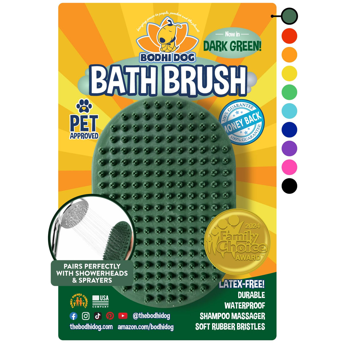 Bodhi Dog Shampoo Brush - Pet Grooming & Bath Supplies for Dogs and Cats - Bath Brush for Long & Short Hair - Premium Scrubber for Shower, Showerhead, Sprayer & Bathing (One Pack, Blue)
