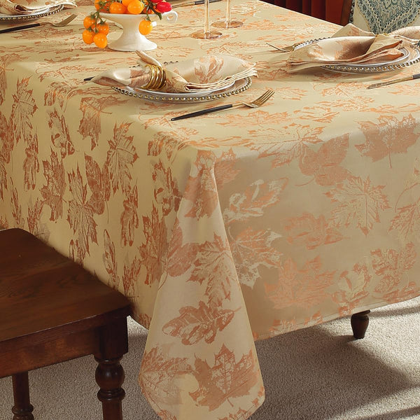 SASTYBALE Fall Thanksgiving Rectangle Tablecloth 60 x 84 Inch Beige & Gold