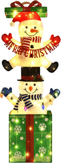3D Snowman Gift box Outdoor Christmas Decorations with Timer&Remote Control