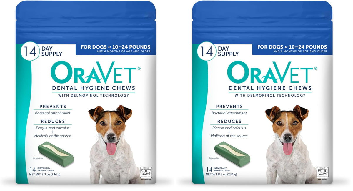 ORAVET Dental Chews for Dogs, Oral Care and Hygiene Chews (Small Dogs, 10-24 lbs.) Blue Pouch, 30 Count