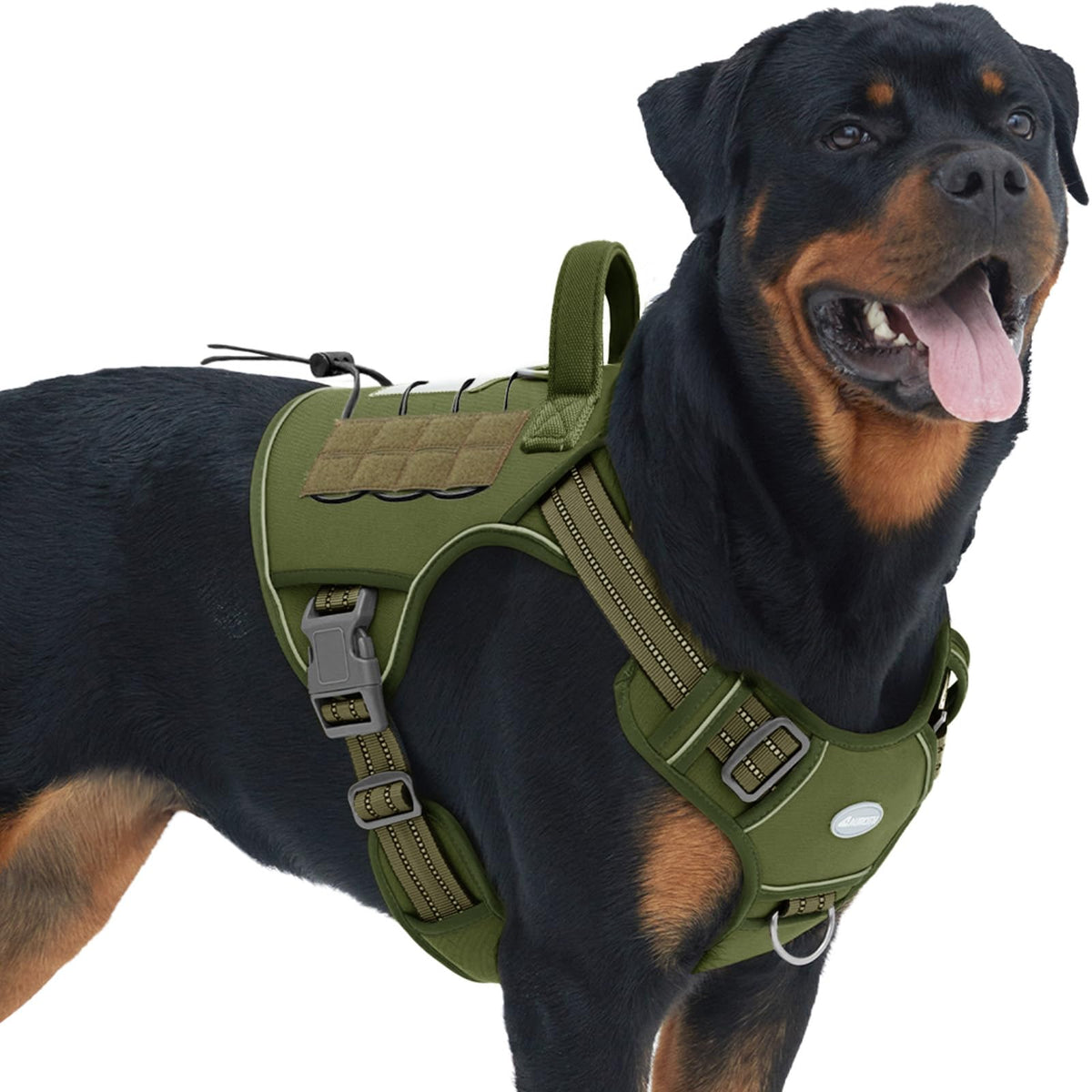 Auroth Tactical Dog Harness for Large Dogs No Pull Adjustable Pet Harness Reflective K9 Working Training Easy Control Pet Vest Military Service Dog Harnesses Army Yellow L