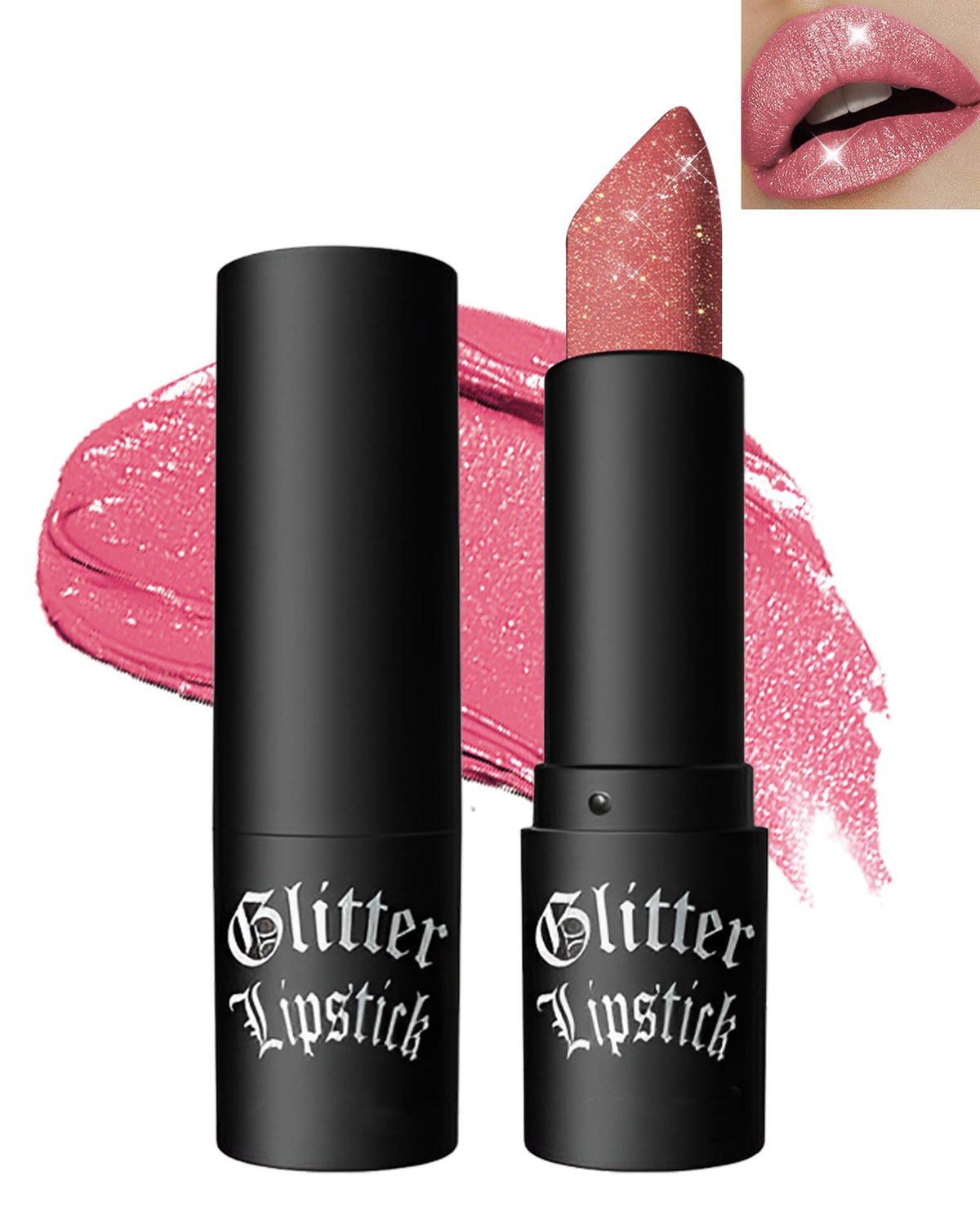 Black Glitter Lipstick,Waterproof Shimmer Lip Gloss,Halloween Gothic Makeup