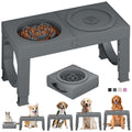 XIAZ Elevated Dog Bowls Large Breed Raised Dogs Bowl Stand Large/Medium Sized Dog Stainless Steel Food Water Bowl Stands 5 Heights Adjustable 9/11/12/14in Black Pet Feeder Dish Station