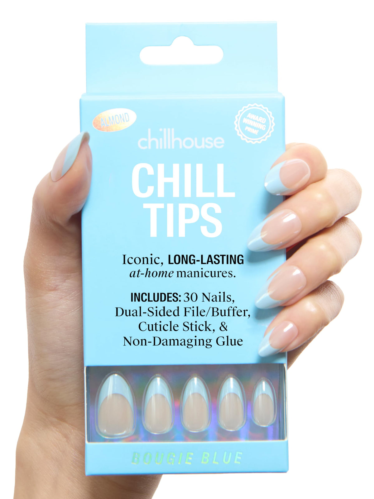 Chillhouse - Chill Tips, French Tip Press On Nails Kit - Going to the Barre (Oval) - 30 Nail Shapes & Sizes - 2 Weeks of Wear - Customizable Fit - French Manicure Kit - Women Owned, Beauty & Self Care