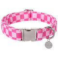 Fall Plaid Dog Collar with Maple Leaf Charm – Adjustable Autumn Checkered Dog Collar for Small Medium Large Dogs, Soft Cotton Puppy Collars with Quick Release Buckle and Metal D-Ring