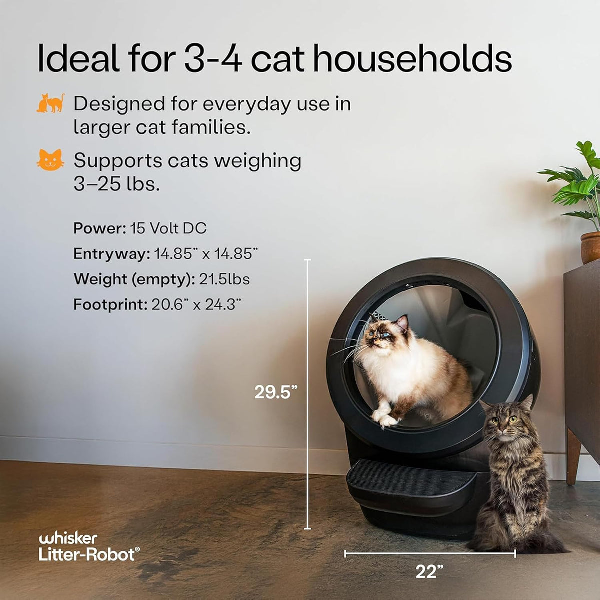 Litter-Robot 4 Supply Bundle by Whisker, Black - Automatic | Automatic, Self-Cleaning Cat Litter Box, Includes 3 OdorTrap Refills, 10 Liners, 30 Cleaner Wipes, & 2 Carbon Filters