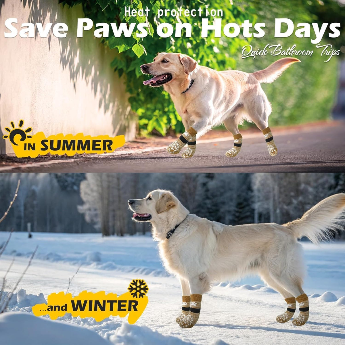 Anti Slip Dog Socks to Prevent Licking Paws, Dog Shoes for Hot Pavement, Dog Booties for Small Medium Large Senior Dogs, Traction Control Boots & Paw Protectors for Hardwood Floors