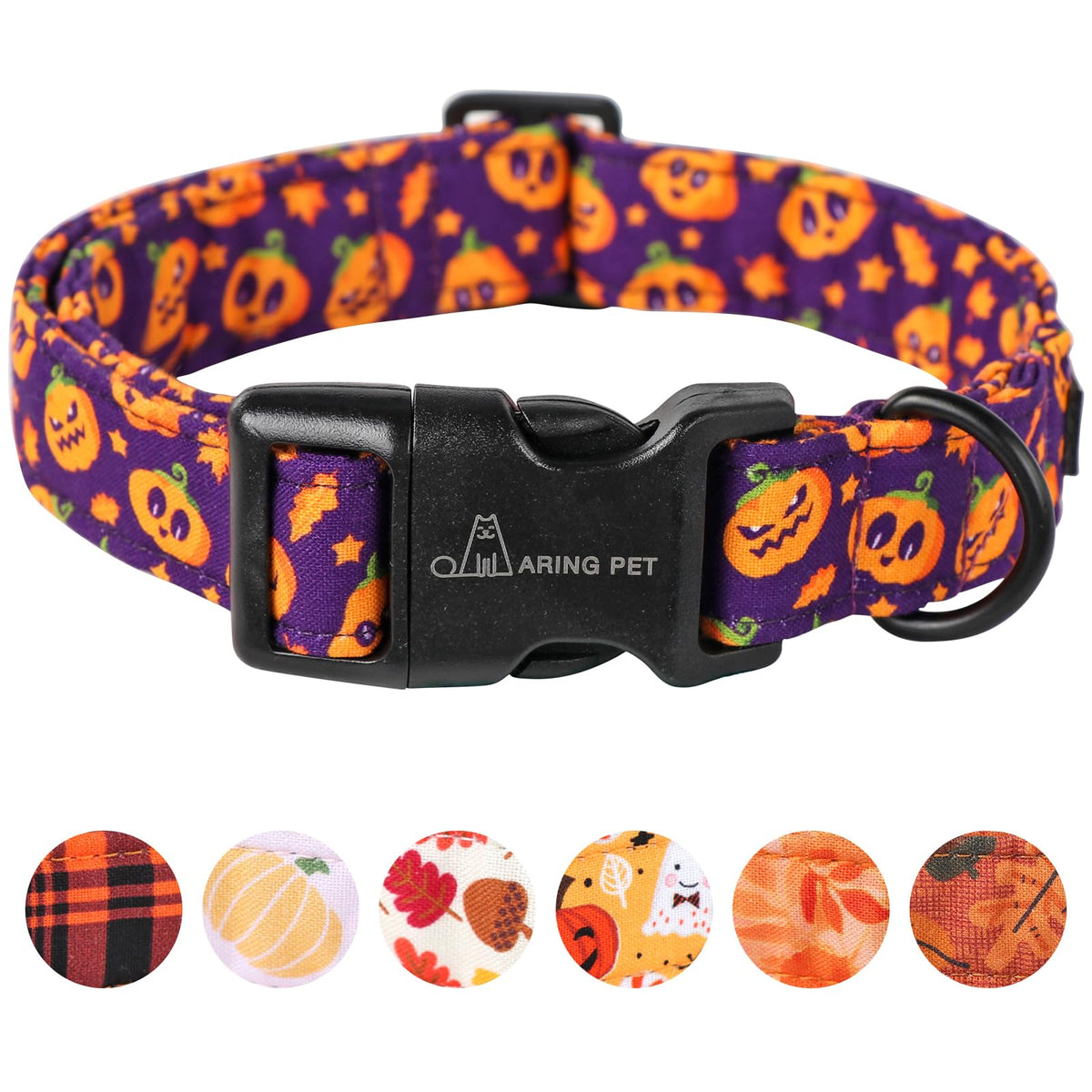 ARING PET Fall Dog Collar-Cotton Maple Leaves Dog Collar for Small Dogs, Adjustable Lightweight Dog Collars with Quick Release Buckle for Small Medium Large Dogs
