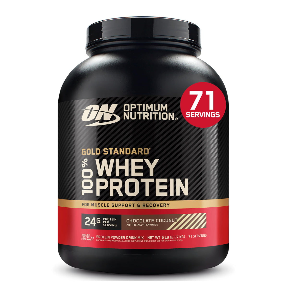 Optimum Nutrition Gold Standard 100% Whey Protein Powder, Extreme Milk Chocolate, 5 Pound (Packaging May Vary) | 24g of 100% Whey Protein Powder Per Serving, with BCAAs, Gluten Free, Banned Substance Tested, Easy Mixing, Muscle Support