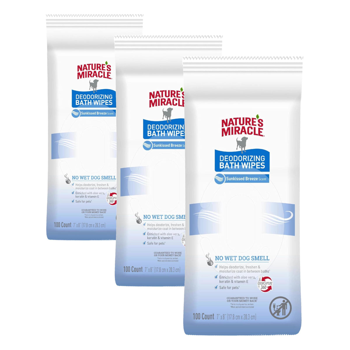 Nature's Miracle Deodorizing Bath Wipes Sunkissed Breeze Scent, 100 ct
