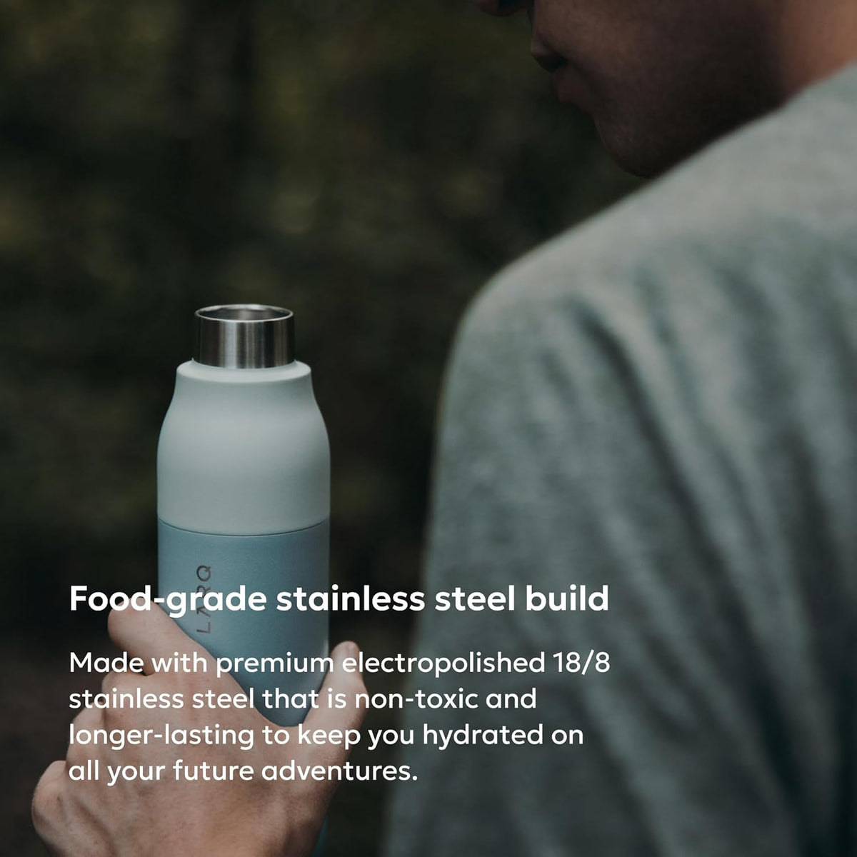 LARQ Twist Top — Reusable Insulated Stainless Steel Water Bottle, Metal Water Bottle for Men, Women, Kids, 100% Leakproof, BPA Free, No Straw — Travel, Gym, Office, School — 25 oz, Seaside Mint