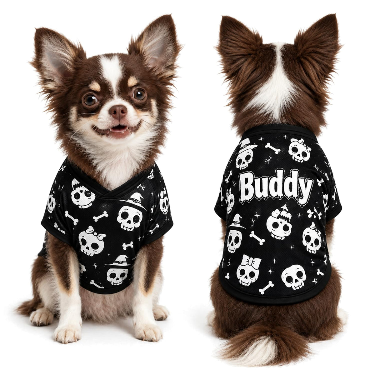 Personalized Halloween Dog Shirt, Custom Pet Shirt with Name, Pumpkin Bat Spider Web Dog Costume