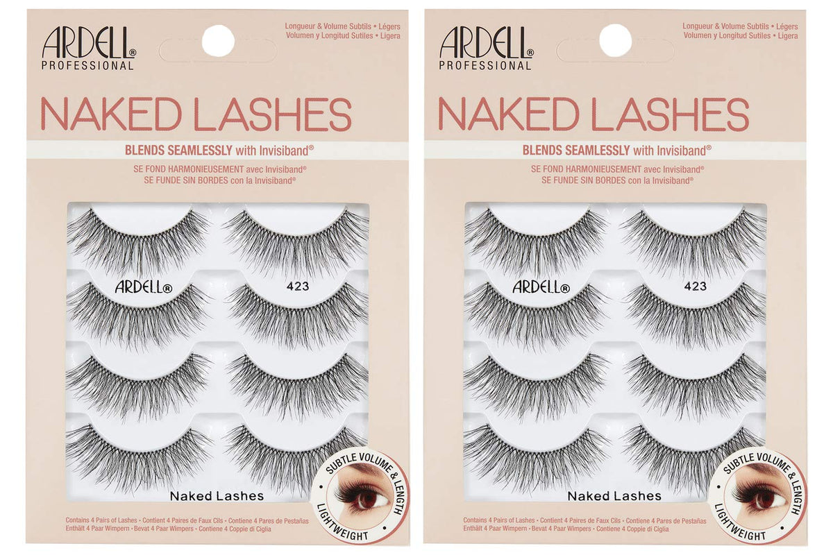 Ardell Naked Strip Lashes 421 Natural Looking False Eyelashes, 4 Pairs | Seamless Blend with Invisiband for Long-Lasting Lightweight Wispy Texture Adds Subtle Volume, Synthetic Hair, Cruelty Free