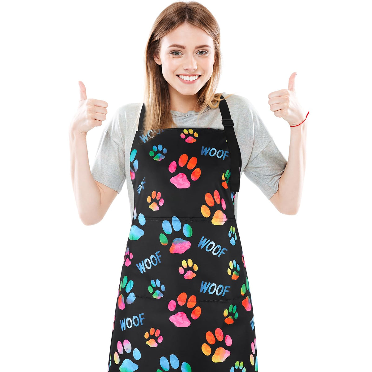 Dog Grooming Waterproof Apron with 2 Pockets, Cute Animals Puppy Dog Pets Apron