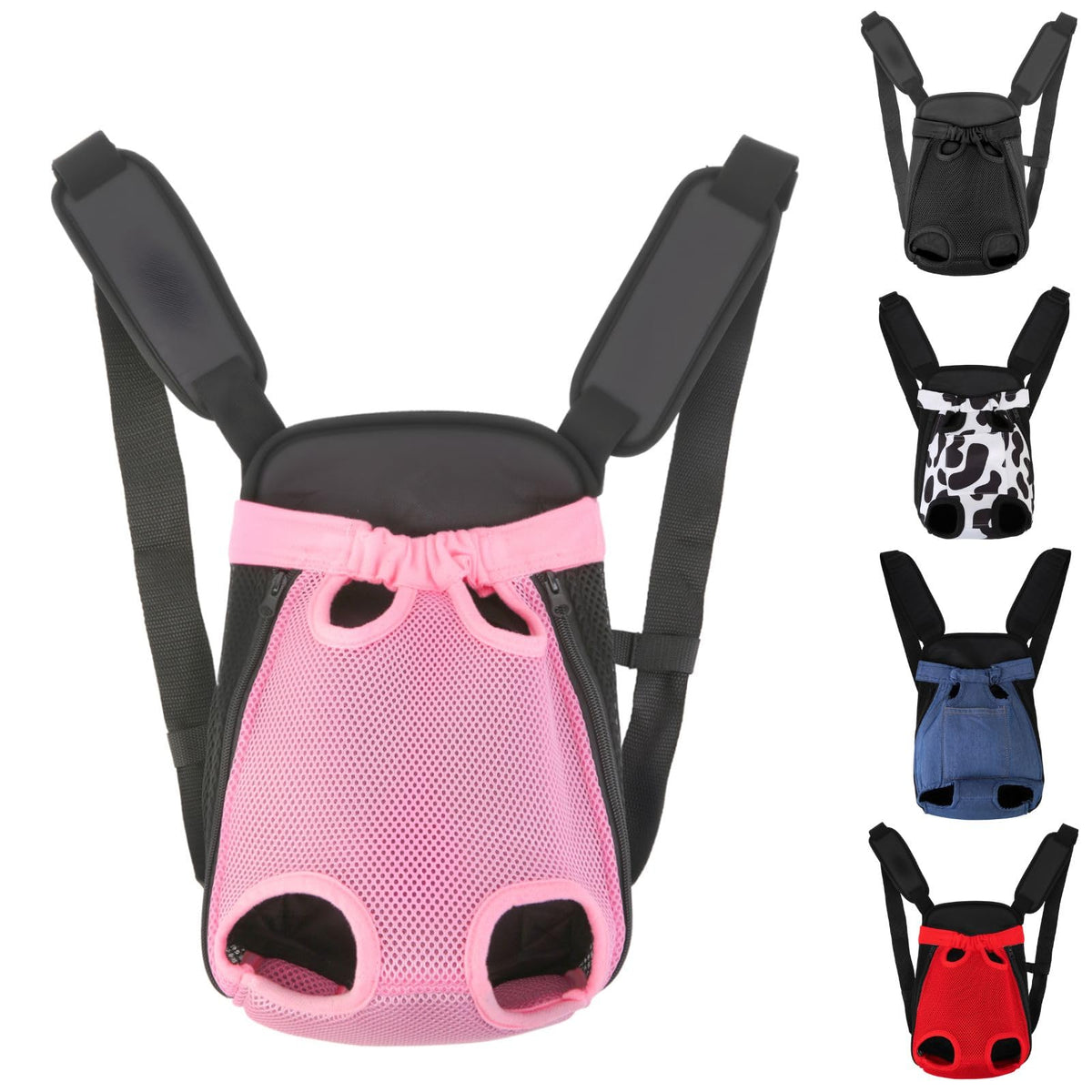 Pet Front Carrier for Small Dogs & Cats, Breathable Legs-Out Riding Carrier for Cycling, Walking & Outdoor Travel, Adjustable Hands-Free Pet Carrier Backpack, Pink