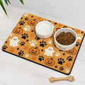 Fall Pumpkin Dog Food & Water Mat, Paw Prints Autumn Pet Feeding Mat for Floor Non-Slip Waterproof, Super Absorbent Cat Bowl Mat, Easy to Clean Eco-Friendly Durable Pet Placemat,12" × 20"