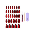 Kiss Core, Press On Nails, Nail glue included, 'Apple Blossom', Red, Medium Size, Almond Shape, Includes 32 Nails, 2g Glue, 1 Manicure Stick, 1 Mini File