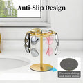 LSK Metal Sunglasses Organizer, Glasses Holder Stand with Storgae Tray, Eyeglasses Holder with Anti-Slip Pads for Tabletop, Desk, Dresser, Gold