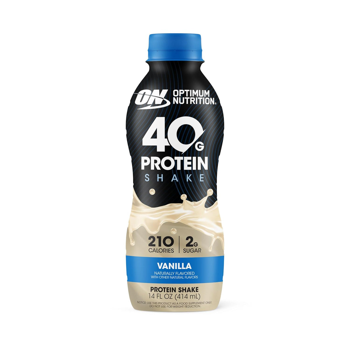 Optimum Nutrition 40g Protein Shake, Vanilla, 14 Fl Oz, 12 Ct | Naturally Flavored, On The Go Complete Protein Drink, Supports Muscle Recovery, 40g of Protein per Serving, Gluten Free