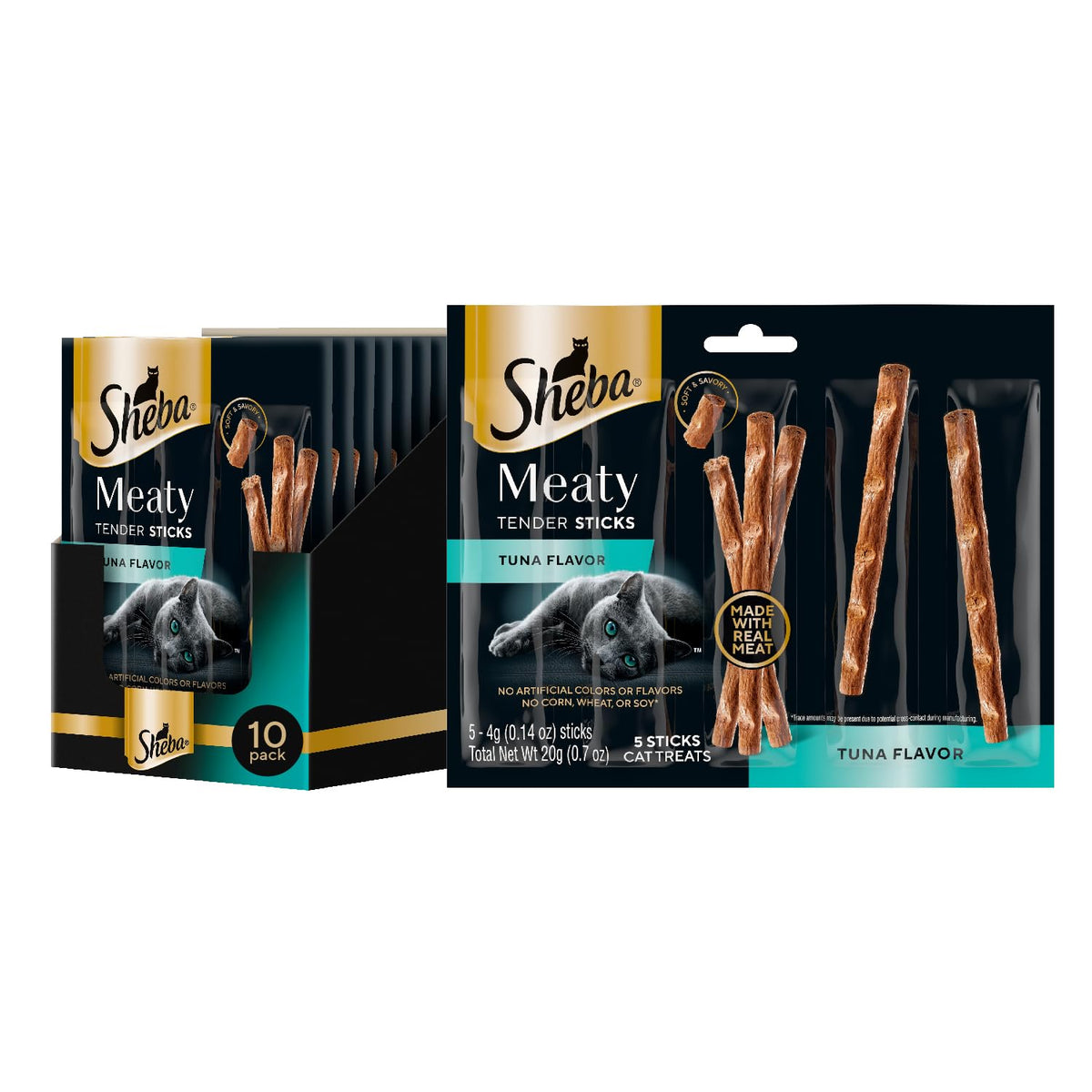 Sheba Meaty Tender Sticks Cat Treats Chicken, Tuna Flavor, or Salmon Flavor, 0.14 oz., 70 Count