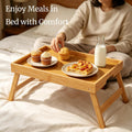 Fibogollo 2 Pack Bamboo Bed Tray Table with Folding Legs,Breakfast Trays,Serving Tray for Food and Snack,Laptop Trays for Working(Natural)