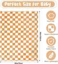 GreatBba Plush Checkered Baby Blanket,30 x 40 Inch Fleece,Orange White