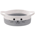 Small Woven Rope Storage Basket, Cute Cat Toy Basket for Living Room, Baby Baskets for Nursery, Gift Baskets Empty for Baby Shower, Grey, 9.8 x 4 inches