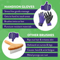 H HANDSON Pet Grooming Gloves - Patented #1 Ranked, Award Winning Shedding, Bathing, & Hair Remover Gloves - Gentle Brush for Cats, Dogs, and Horses (Grey, Small)
