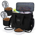 BAGLHER Pet Travel Set Airline-Approved Carrier for Small/Medium Cats & Dogs + Travel Bag with Food Containers & Silicone Bowls, Grey & Green
