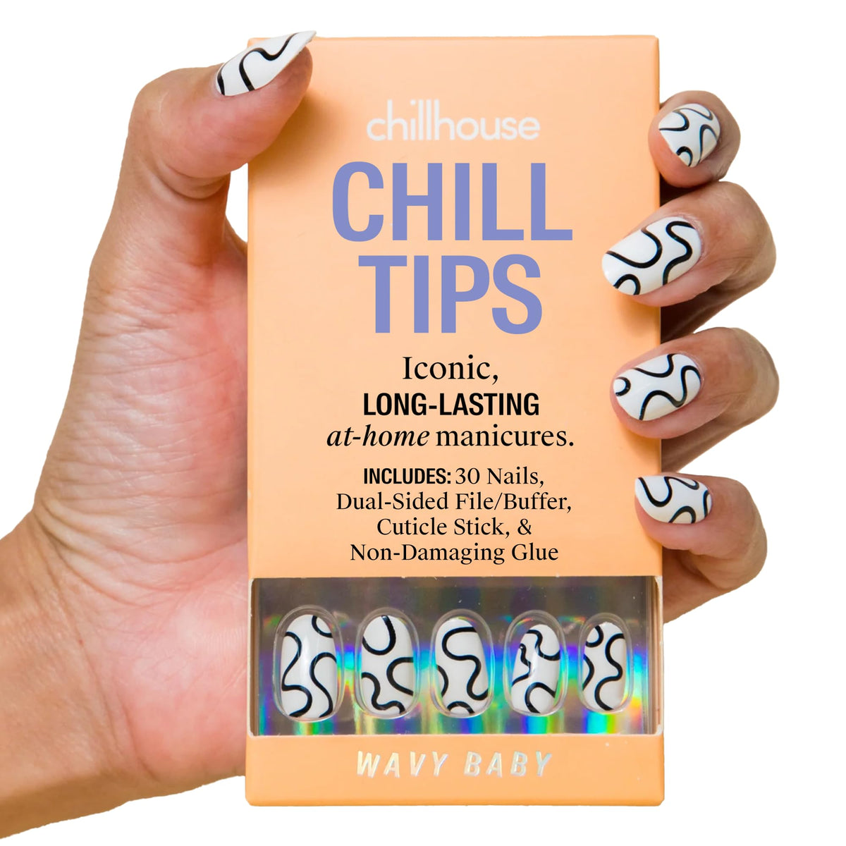 Chillhouse - Chill Tips, Press on Nails Kit - Sea Siren (Almond) - 30 Nail Shapes & Sizes - Up to 2 Weeks of Wear - Customizable Fit - Reusable - Latina Founded & Women Owned - Beauty & Self Care