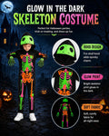 Glow in the Dark Colorful Skull Bones Jumpsuit Halloween Outfit for Kids Unisex Toddler Luminous Skeleton Costumes