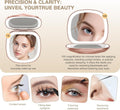 Travel Makeup Mirror with Light, 10X/1X Magnifying Compact Mirror for Purse, Portable Double Sided Folding Pocket Size, Dimmable LED & USB Rechargeable(Rose Gold)
