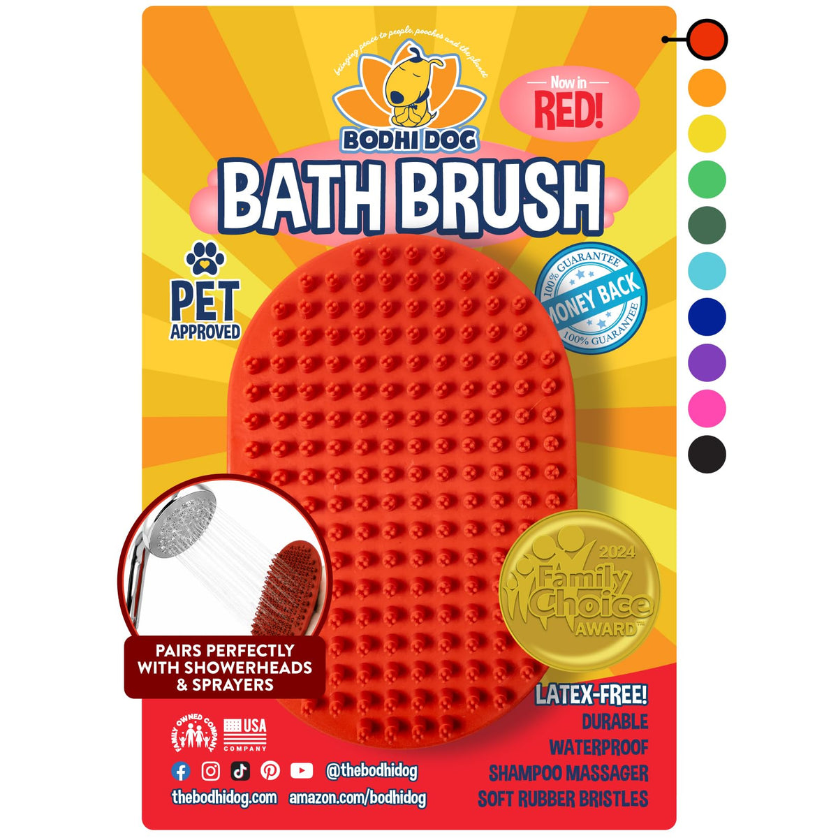 Bodhi Dog Shampoo Brush - Pet Grooming & Bath Supplies for Dogs and Cats - Bath Brush for Long & Short Hair - Premium Scrubber for Shower, Showerhead, Sprayer & Bathing (One Pack, Blue)