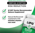 LIPO Balance Support Supplement for Dizziness & Vertigo - Inner Ear Health & Circulation Formula with Ginkgo Biloba, Vitamin D & B Complex - Supports Balance & Stability - 30 Ct