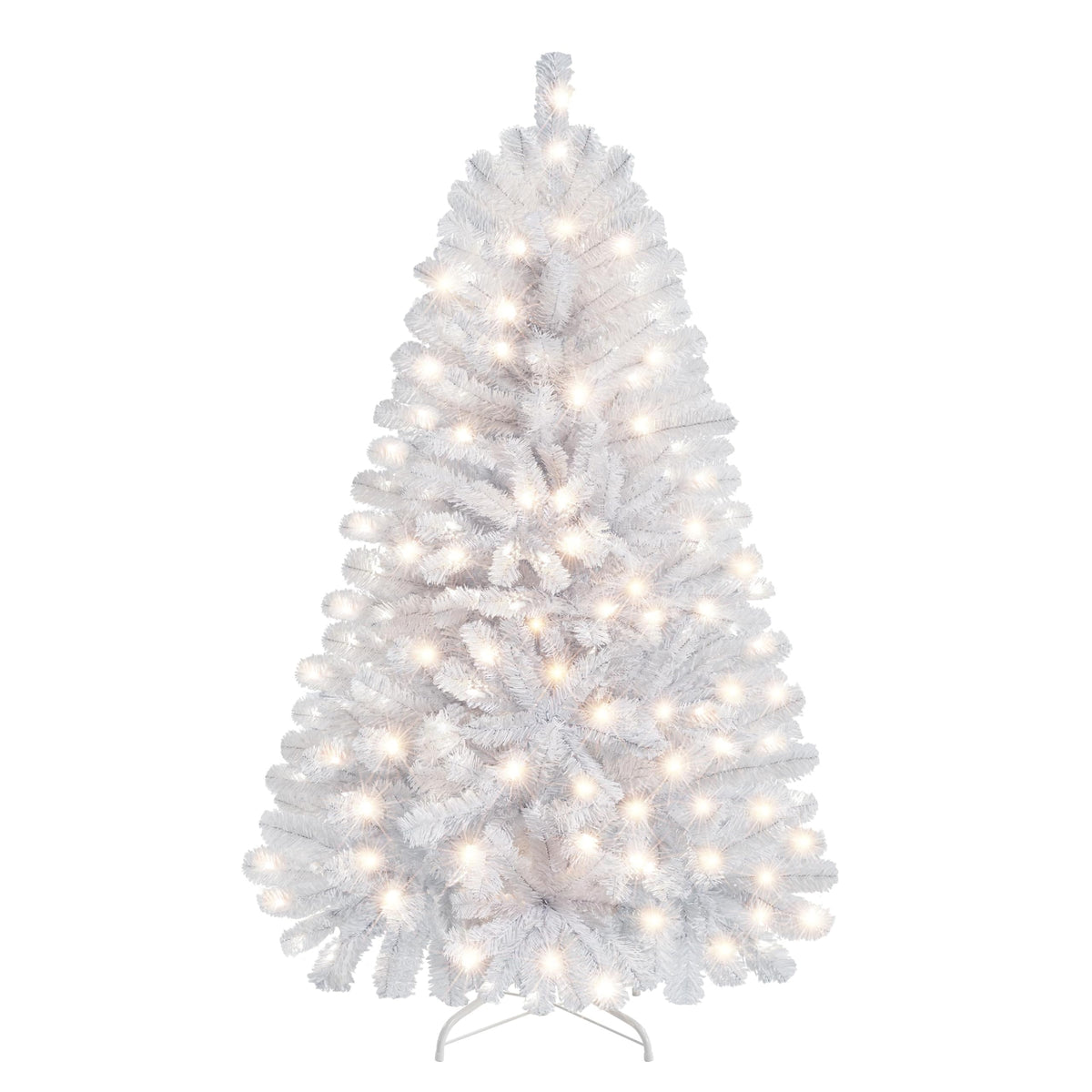 Yaheetech 6ft Pre-lit Christmas Tree with 300 Warm White Lights, White