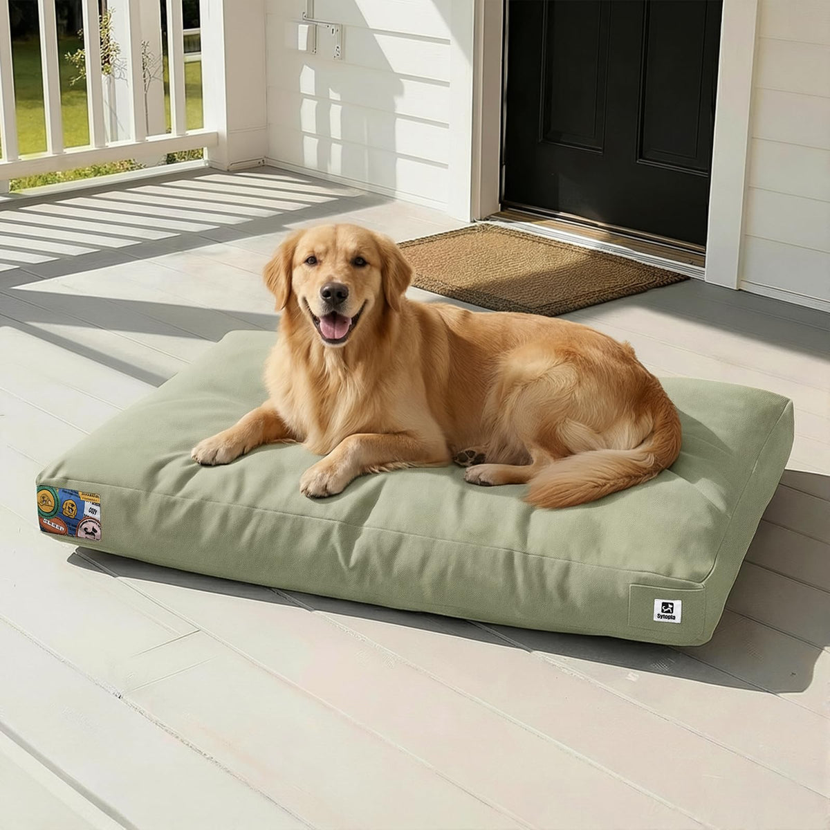 Sytopia 42 Inch Outdoor Waterproof Dog Bed for Extra Large Dogs, Heavy Duty Pet Bed with Premium Fabric, Durable Washable Crate Mat for Patio, Camping, Deck, Ideal for Indoor Outdoor Use, Grey