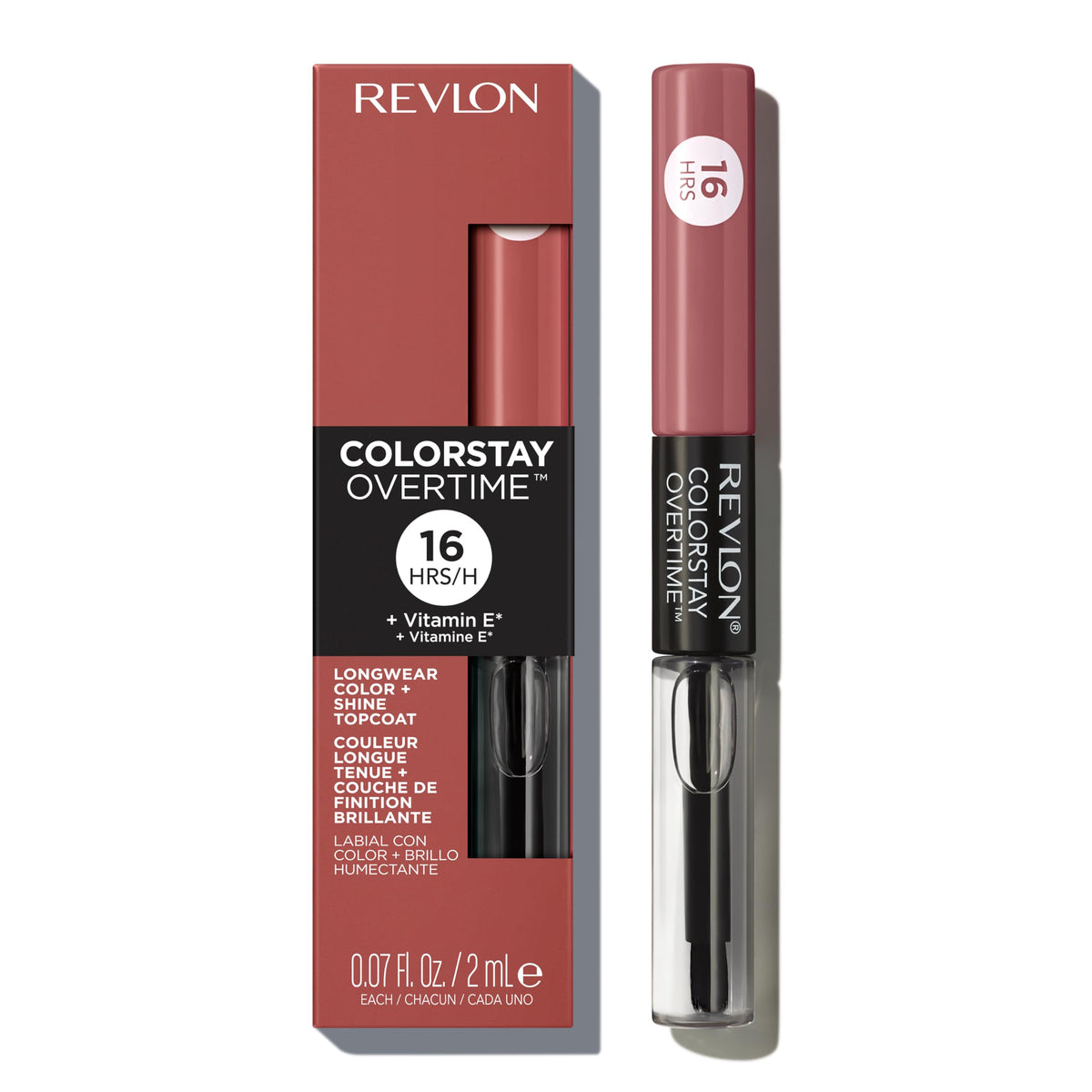 Revlon ColorStay Overtime Liquid Lipstick with Clear Lip Gloss, Long-Lasting Lip Color, Dual Ended with Moisturizing Vitamin E, 005 Infinite Raspberry, 0.07 fl oz