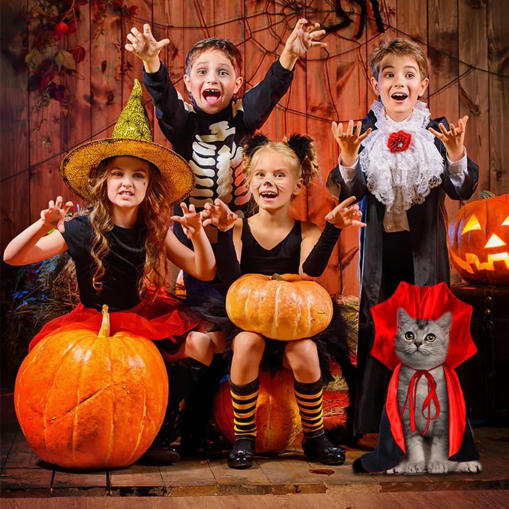 Halloween Cat Costume Vampire Cape for Small Medium Dogs Cats Witch Cloak