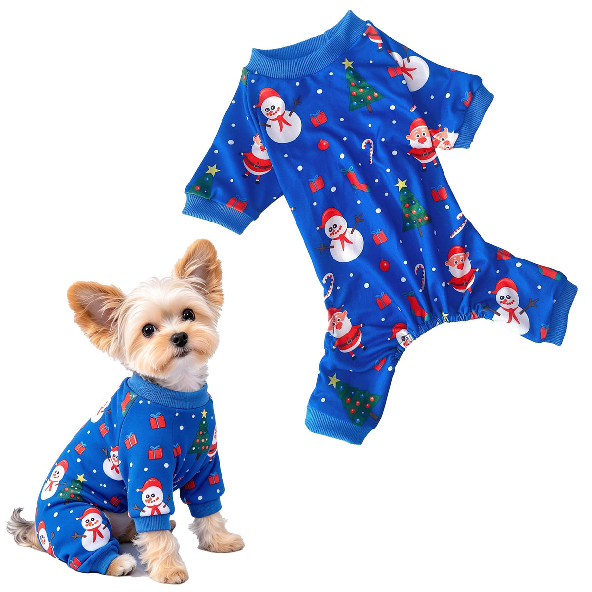 Dog Pajamas Christmas Puppy Onesie Long Sleeve Pets Clothes Jumpsuits PJS