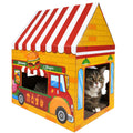 Cinrobiye Cardboard Cat House with Scratcher, Gothic Halloween Cat Scratcher Box with 2 Corrugated Scratch Pads, Open Top Indoor Cat Hideaway Bed for Cats and Kittens