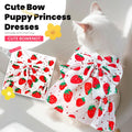 ABRRLO Cute Dog Dress Small Dog Clothes for Girls Female Puppy Outfits Red Strawberry Pet Summer Clothes Bowknot Doggy Cat Princess Dresses Harness for Holiday Birthday Party Costume Clothing (Red,S)