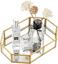 Hipiwe Mirror Glass Vanity Tray - Gold Ornate Makeup Organizer Perfume Tray