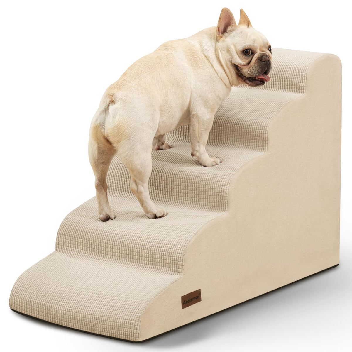 Aodisman Dog Stairs for Small Dogs and Cats,3-Step Pet Ramp for Bed & Couch | 15.7" H Non-Slip Sturdy Dog Steps with Curved Ramp for Senior,Short-Legged Dogs,Puppy and Cats to Reach Sofa or Chair,Grey