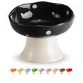 Orange Mushroom Cat Bowl, Elevated Ceramic Bowl for Cats