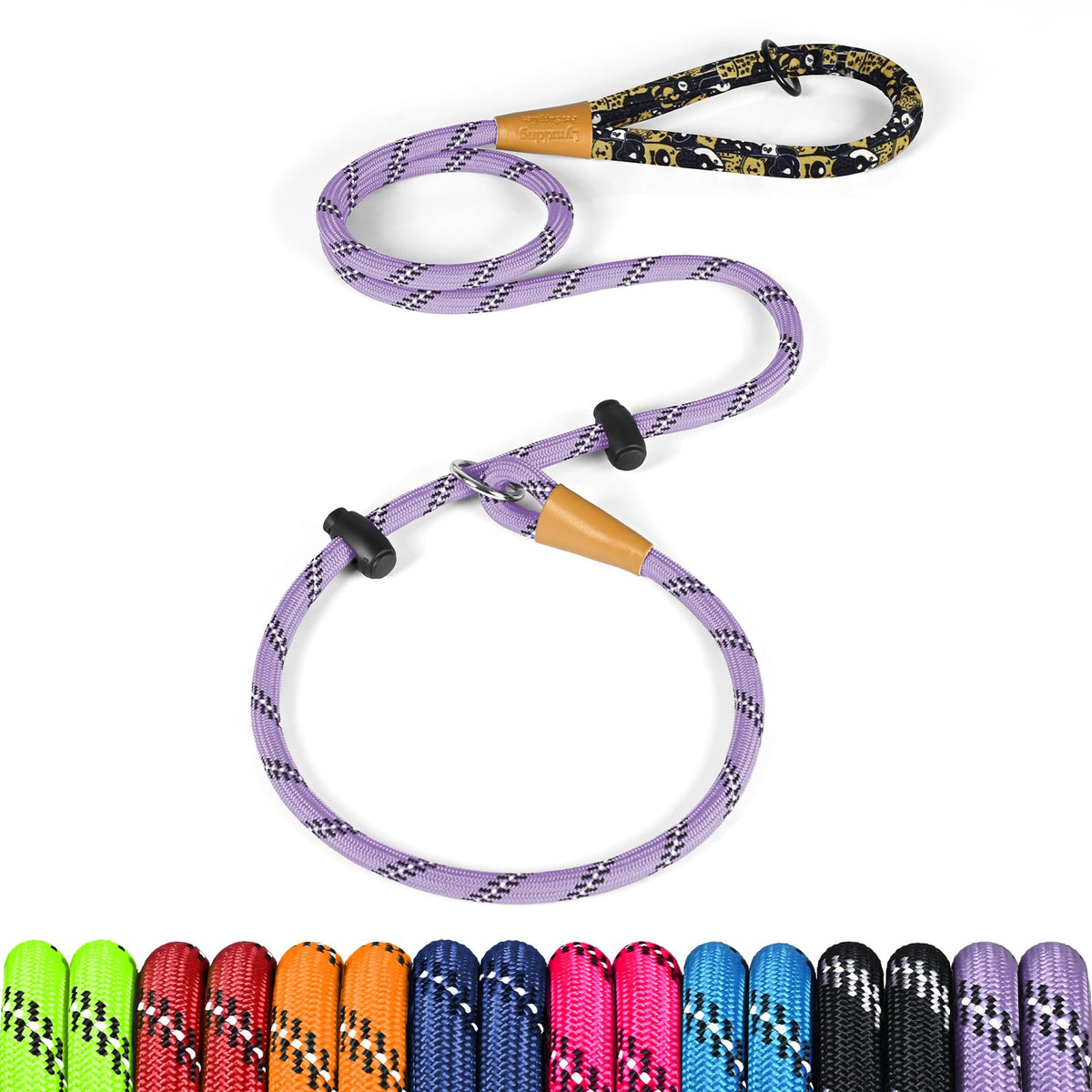 lynxking Slip Lead Dog Leash Reflective, Heavy Duty Comfortable Strong Rope for Large Medium Small Dogs No Pull Pet Training (Black, Large 1/2in x 6ft-Slip Lead)
