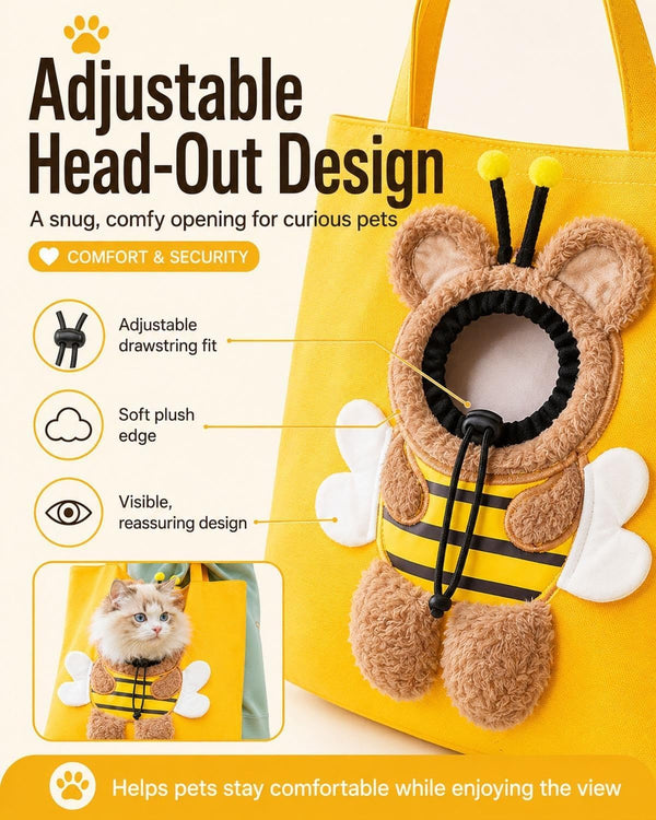 Paw Peek Bag, Breathable Pet Canvas Shoulder Carrier, Cat Dog Tote